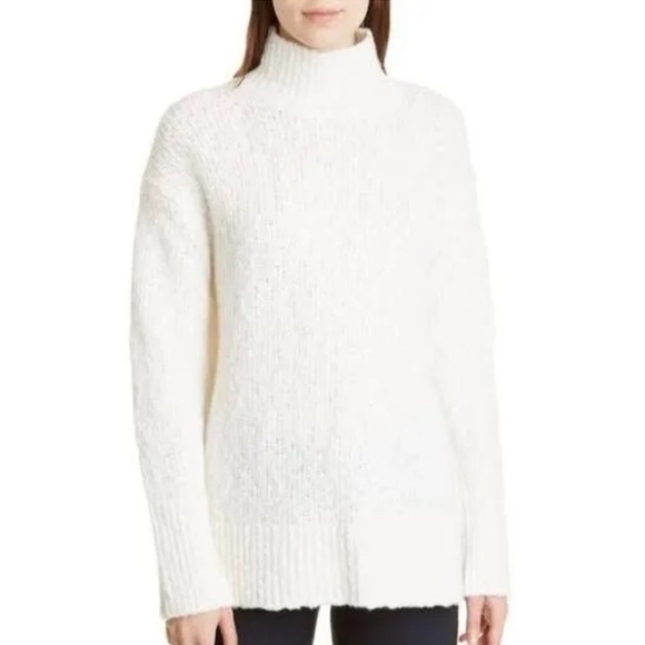 Vince Nubby Mock Neck Long Sleeves Wool Blend Sweater Cream Size XL - Picture 1 of 3